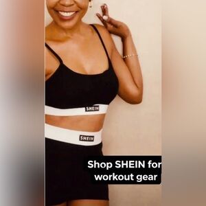 SHEIN Black & White Logo Elastic Bralette Set (xl) runs small